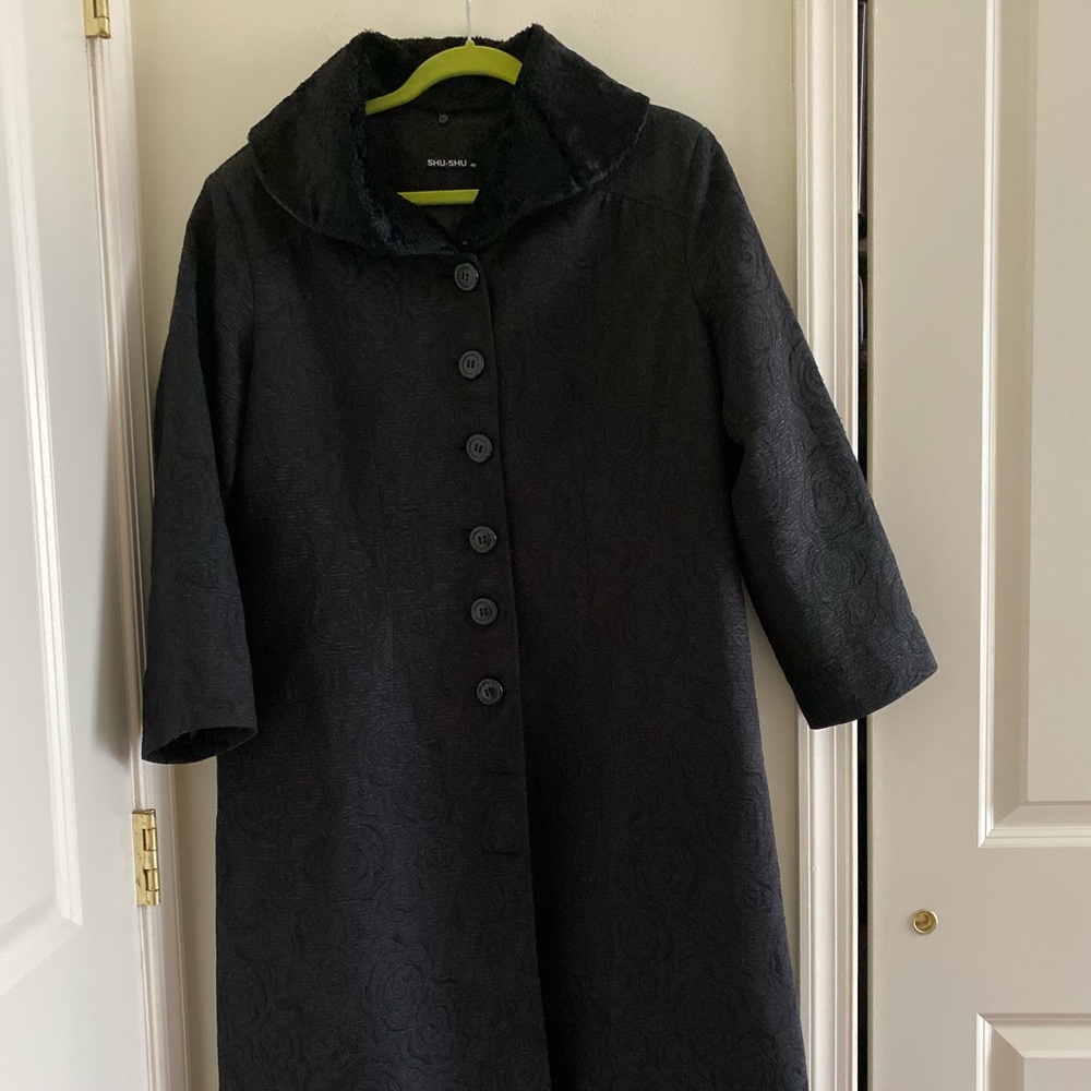 SHU-SHU WOMEN COAT REMOVABLE COLLAR SIZE 48